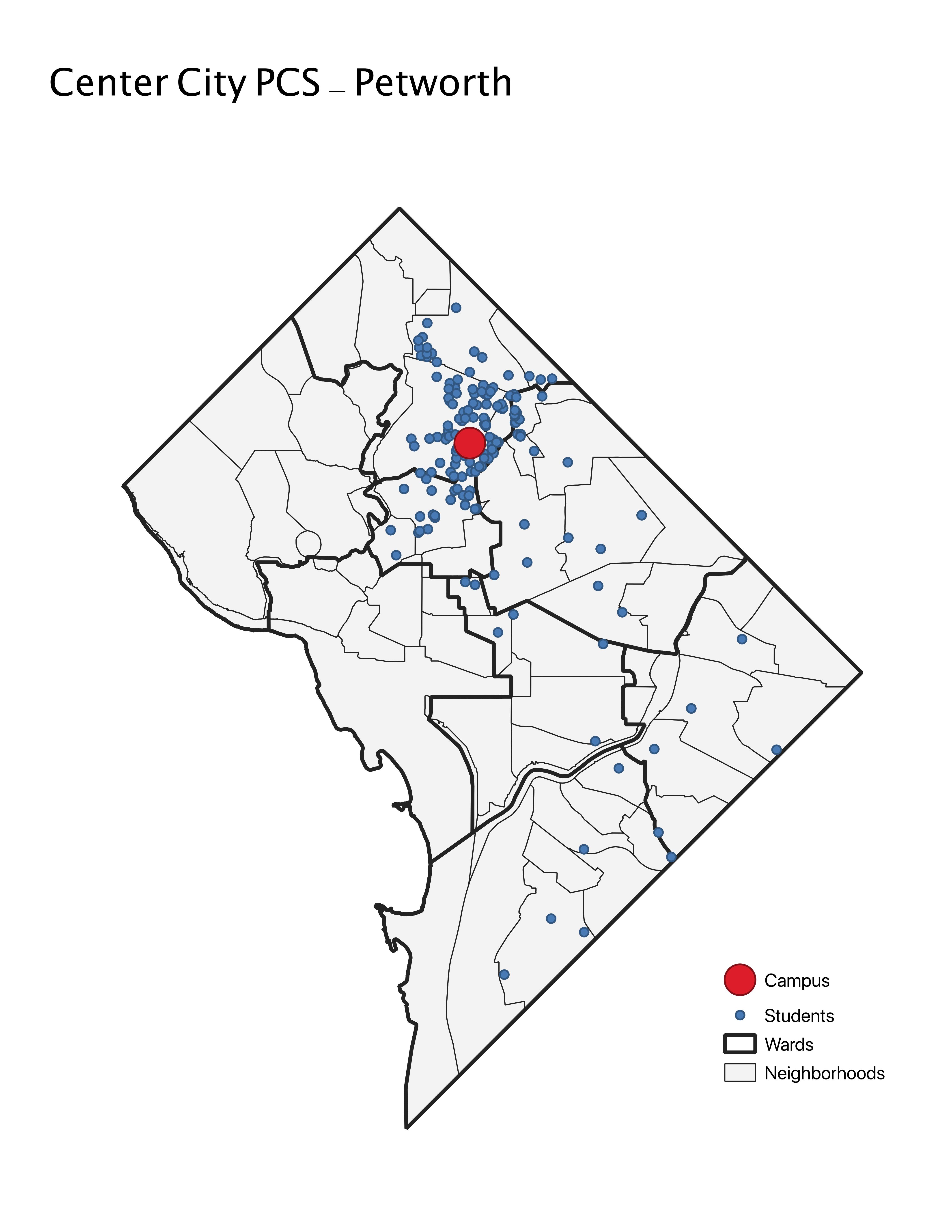 Center City PCS Petworth Student Location Map DC PCSB